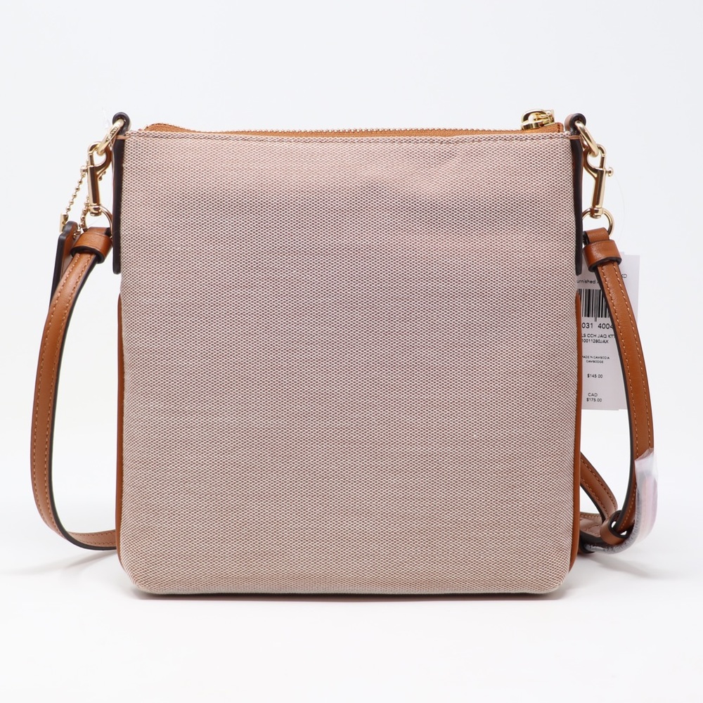 New Coach Kitt Horse and Carriage Jacquard and Leather Crossbody Bag Amber - Picture 6 of 13